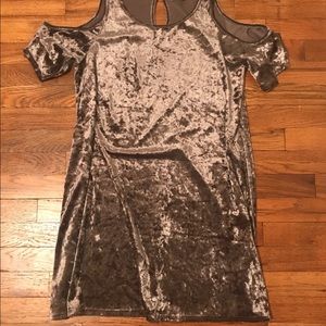 Purple Velvet Cold Shoulder Dress